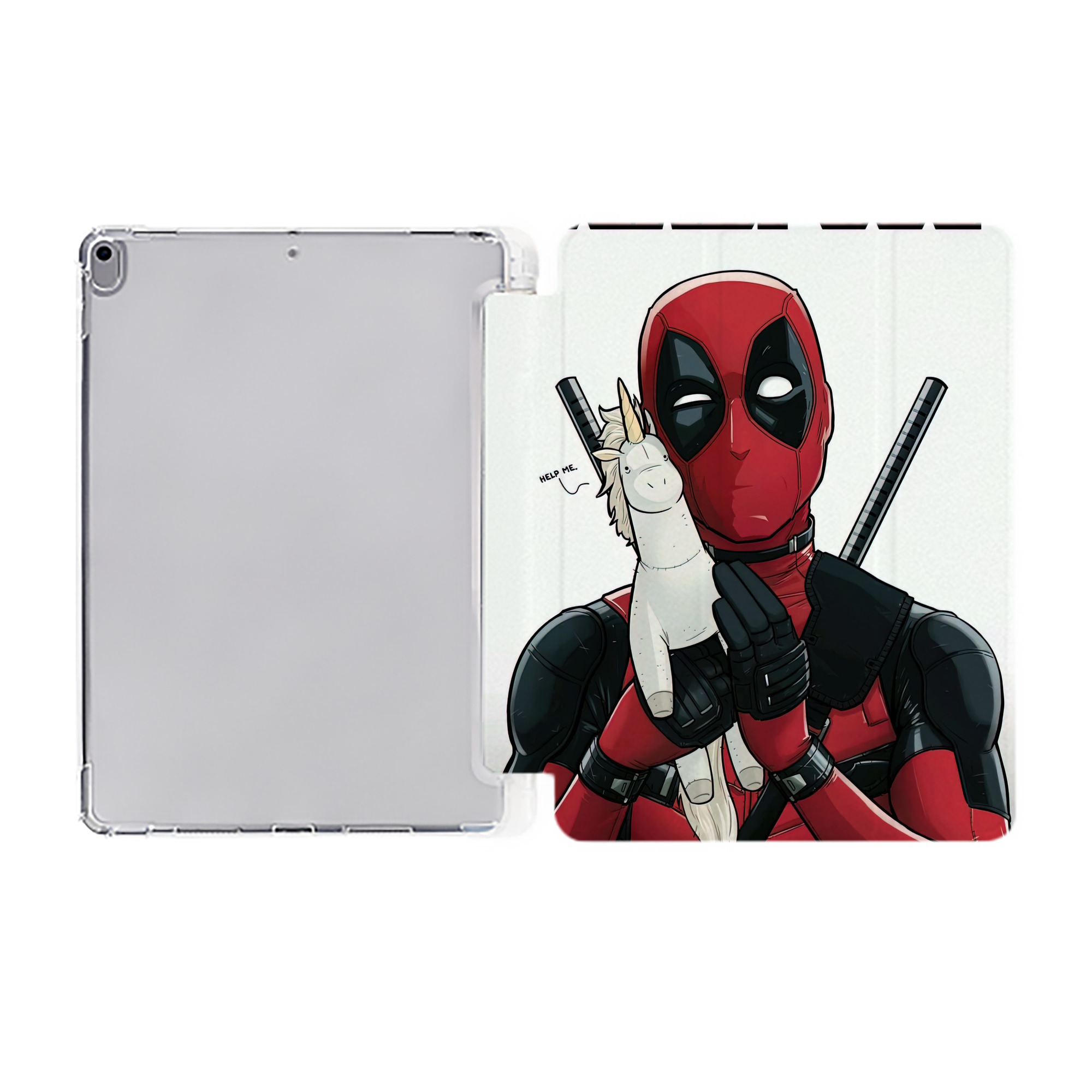 （画像用） Deadpool デッドプール IPad ケース ペン収納付き 三つ折りスタンド PUレザー×シリコン 対応機種9.5/10.5/10.9インチ